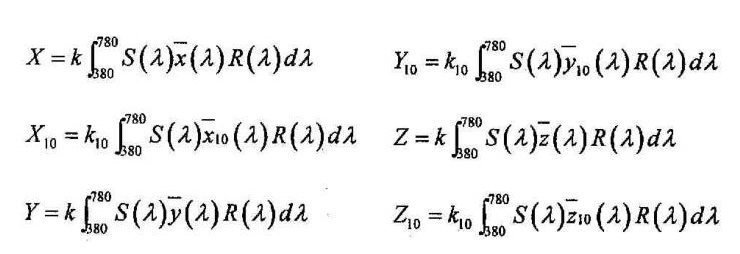 三刺激值的計算公式